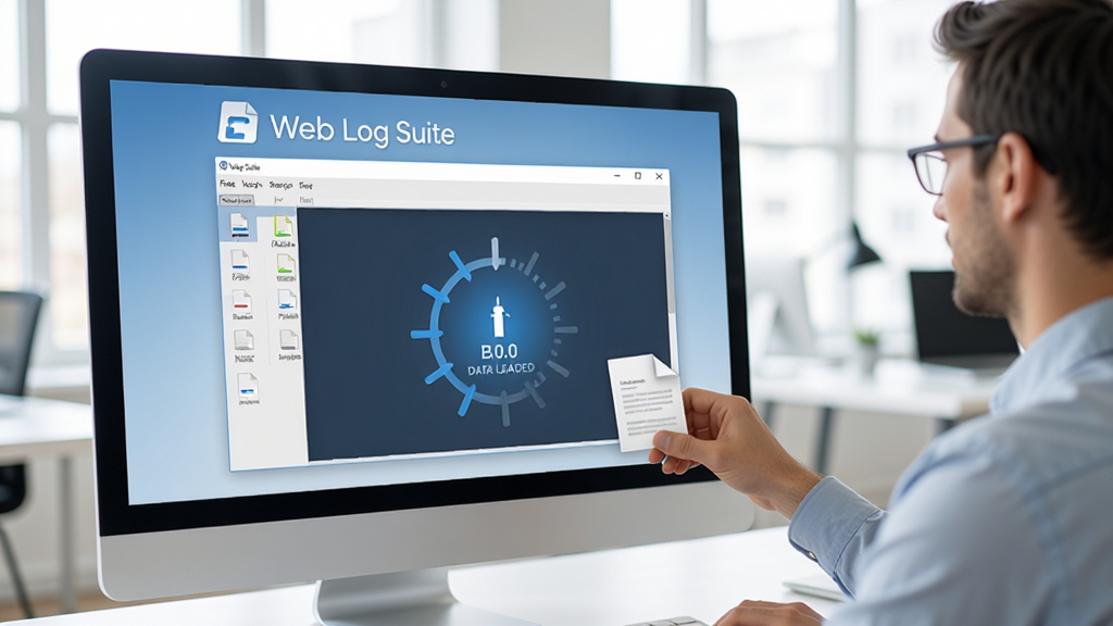 Web Log Suite ʹ�ò���ʾ��ͼ����������ʾ�û�������ק��־�ļ����������ڣ�������Ļ�������ݼ��ض���������Ϊ�����칫��������ͼ������ͻ�����������롰Web Log Suite�����������ʸɾ����޶���Ԫ��
