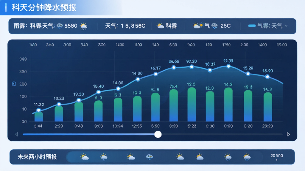 ���壺���������ķ��Ӽ���ˮԤ��ҳ�棬��ʾʱ����ͽ�������״ͼ�����֣�ҳ�涥��Ϊ��ǰ������Ϣ���в�Ϊÿ���ӽ�ˮ���ߣ��ײ�Ϊδ����СʱԤ�������Ű棺ͼ��������ʱ����ɻ�������񣺿Ƽ������ִ��н�ϣ���ɫ������ϸ�ڣ�����ƽ�������ݵ��ע׼ȷ�����ʣ����壬�ɾ����޶���Ԫ�ء�