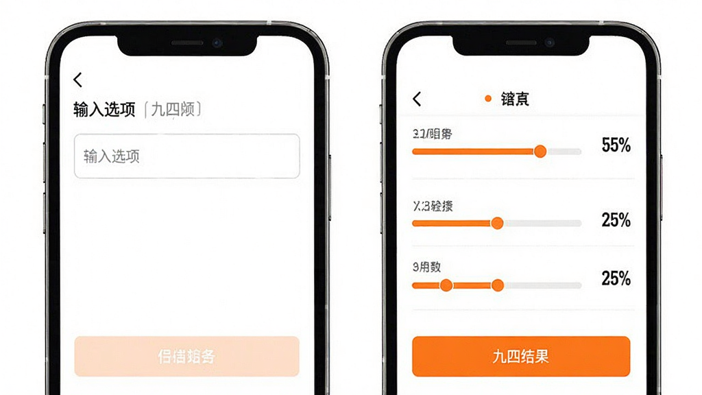 ���Ķ�ѡApp����չʾͼ���������Ϊ������ѡ�������Ҳ�Ϊ�ԱȽ���б����б�����н������Ͱٷֱȣ�����Ϊ����ɫ�����Գ�ɫ������ť���ɾ����࣬UI���רҵ�������������޶���Ԫ�ء�