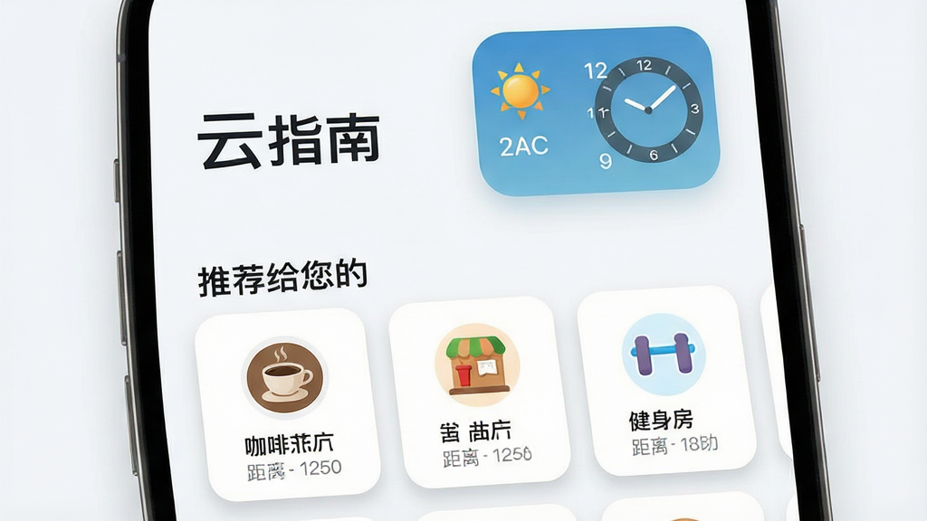 ͼƬ����Ϊ�ֻ�App����Ŵ�ͼ��������Ƽ�࣬�Ϸ���ʾ����ָ�ϡ�����������ʱ�ӹҼ����·��Կ�Ƭ����ʽ�����š��Ƽ������ġ���飬�������ȵꡢ���ͽ�������ͼ��������ǩ������Ϊ����ƽ�ӣ��Ű��������ƬԲ�����뻮һ�����Ϊ��ˬ��ǳɫUI��ϸ����ÿ�ſ�Ƭ����΢��Ӱ�������������ɾ��޶���Ԫ�ء�