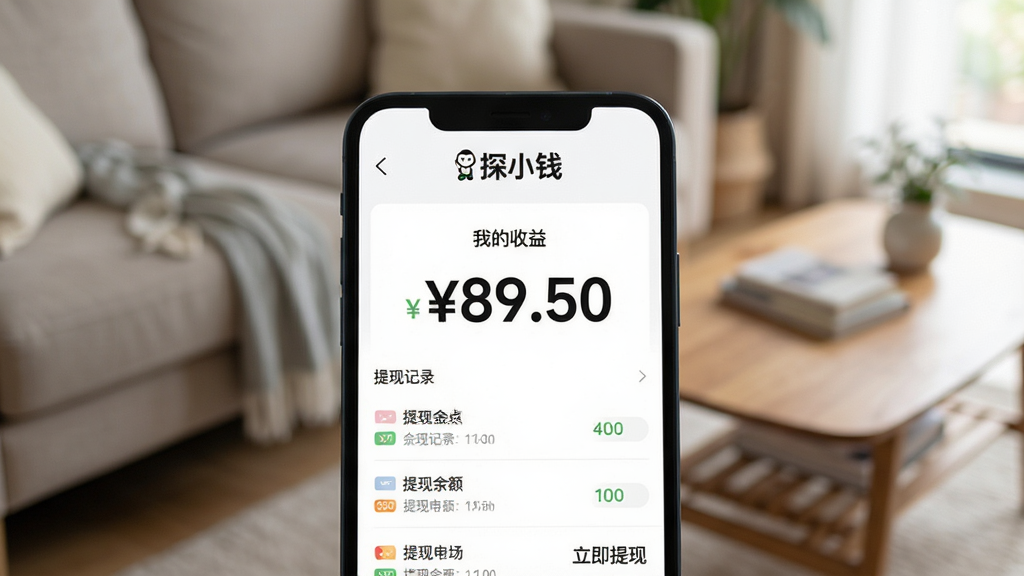 ͼƬ����Ϊһ���ֻ�������ʾ�š�̽СǮ��APP�ġ��ҵ����桱ҳ�棬����������Ŀ��������֡����ֲ����ֻ���Ļ��д������Ϊ�黯�����������ɳ�����輸���Ű���ҳ���Ϸ���ʾ��̽СǮ��logo���м��д�д�Ӵֵġ���89.50�����������Ϊдʵ��UI��ϣ����������Ȼ��ϸ�ڰ������ּ�¼�б��͡��������֡���ť�����ʸ���ɾ����޶���Ԫ�ء�