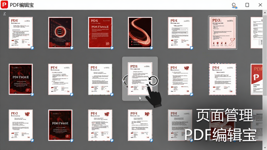 ��������ͼ������Ϊ��PDF�༭����ҳ��������棬��ʾ����PDF����ͼ�������У�����Ϊ����״���Ű���գ�����ƽ����ϸ������һ��ҳ��������ק����λ�ã���������ת��ͷͼ�꣬���ֱ�ע��ҳ�����������PDF�༭���������ʸɾ��޶���Ԫ��