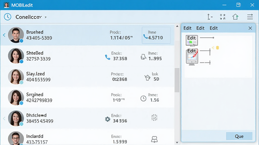 MOBILedit��ϵ�˹������棬��ʾ��ϵ���б��ͱ༭���ڣ�֧�ַ����ͬ�����ܣ�������ǳ��ɫ��Ϊ��������չʾͷ��͵绰���룬����רҵ��࣬���廭�ʣ��ɾ��޶���Ԫ��
