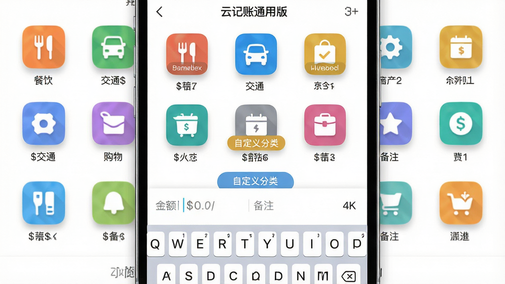 ���壺�ֻ�����չʾ���Ƽ���ͨ�ð桱�ļ��˷���ҳ�棬��Ļ���ж����ɫ����ͼ�꣨��������ͨ������ȣ����·�Ϊ���Ӽ�¼������򡣲��֣����ҶԳ��Ų�����ͼ�꣬�м�ͻ�����Զ�����ࡱ��ť���ײ�Ϊ���̵�����¼����档�Ű棺ͼ�������״���У�ÿ��ͼ�����ж�Ӧ���ֱ�ǩ��ɫ�����ޡ�������¼�Լ���ƶ��˽��棬����Ϊ����ɫ��ͼ��ͶӰ��͡�ϸ�ڣ�ÿ������ͼ�����С���ʾ����������С�������ע��ռλ�������ʣ�4Kϸ�廭�ʣ��ɾ��������޶���Ԫ�ء�