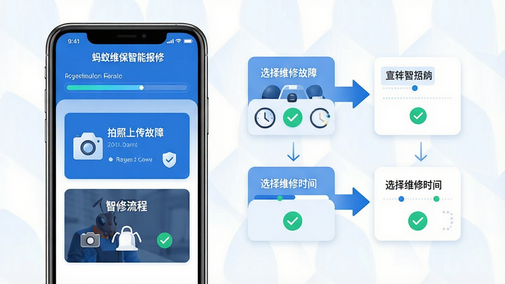 ���壺����ά��Ӧ�ý���չʾ�������̣������������ϴ����ϡ��롰ѡ��ά��ʱ�䡱���裻���֣�������ֻ������ͼ���Ҳ�Ϊ���̼�ͷָʾ���Ű棺���迨Ƭ�������У�����ֱ�ۣ���񣺿Ƽ������ɫ���������磻ϸ�ڣ������ע������ά�����ܱ��ޡ����֣��н�������Թ�ͼ�ꣻ���ʣ���ϸʸ���廭��񣬸ɾ��޶���Ԫ�ء�