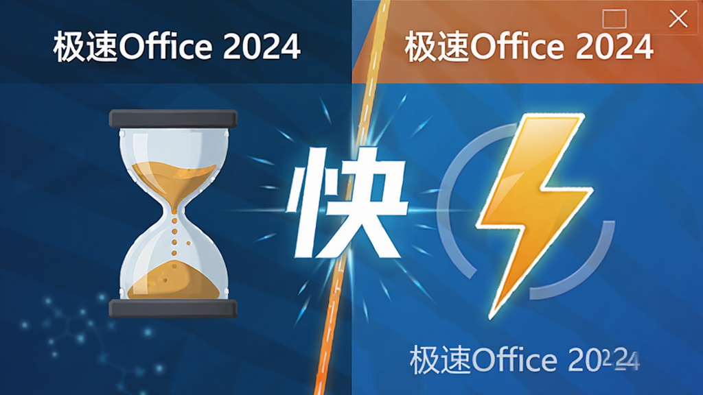 ����Office 2024���������ٶȶԱ�ͼ�������Ϊ���������֣�����Ǵ�ͳ�칫��������������ɳ©���ұ��Ǽ���Office 2024������ͼ�꣬�������࣬�Ա�ǿ�ң�ɫ��������ͻ�����족���ص㣬���ʸɾ��������޶���Ԫ��