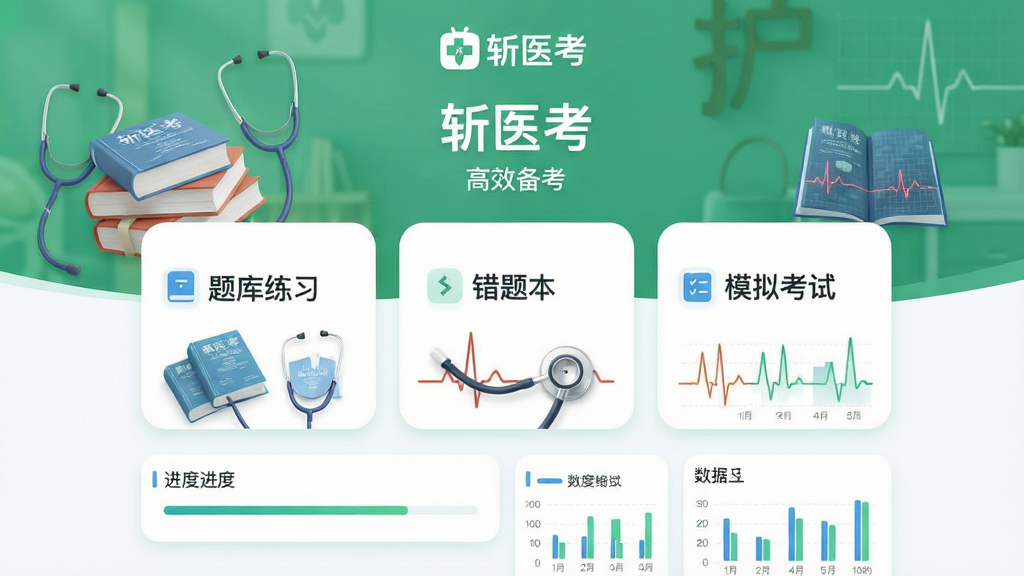 ���壺նҽ������������չʾ�������������ϰ�������Ȿ����ģ�⿼�ԡ�����ģ�飬������ʾ��նҽ����Ʒ��LOGO����ɫ���۱��������֣������Ĺ��ܿ�Ƭ���֣������в��ֲ���ҽѧ�鼮�����������ĵ�ͼ���ε�ҽѧԪ�أ��ײ�Ϊ��������ͳ��ͼ�����Ű棺�ִ���Լ��APP�����ͼ���ģ��֮���������ʼ�࣬���ֱ�ǩ������նҽ����������Ч�������������������ҽѧ�磬ɫ����������Ϊ��ɫ������ƽ����ƣ��ɾ����ࡣϸ�ڣ����������ͣ�ͼ���ԵԲ������ͼ��������ע������ͻ���������޶���ͼ�ꡣ���ʣ�������Ⱦ���ɾ����޶���Ԫ�ء�