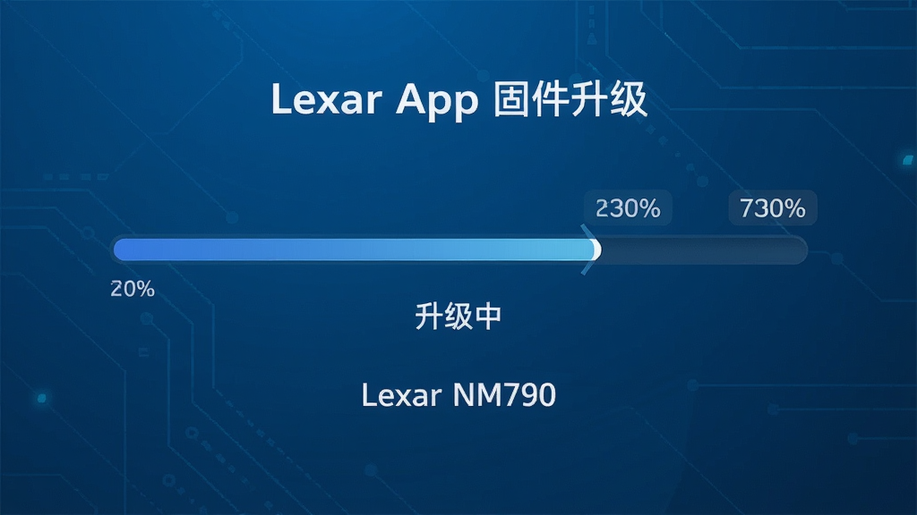 ���壺Lexar App�̼�����ҳ�棬�н������͡������С�״̬��ʾ�����֣����������У��·����豸�ͺ����֡��Ű棺��ࡣ��񣺿Ƽ���������ϸ�ڣ��������аٷֱ����֣��豸�ͺ�Ϊ��Lexar NM790�������ʣ����壬�ɾ��޸��š�