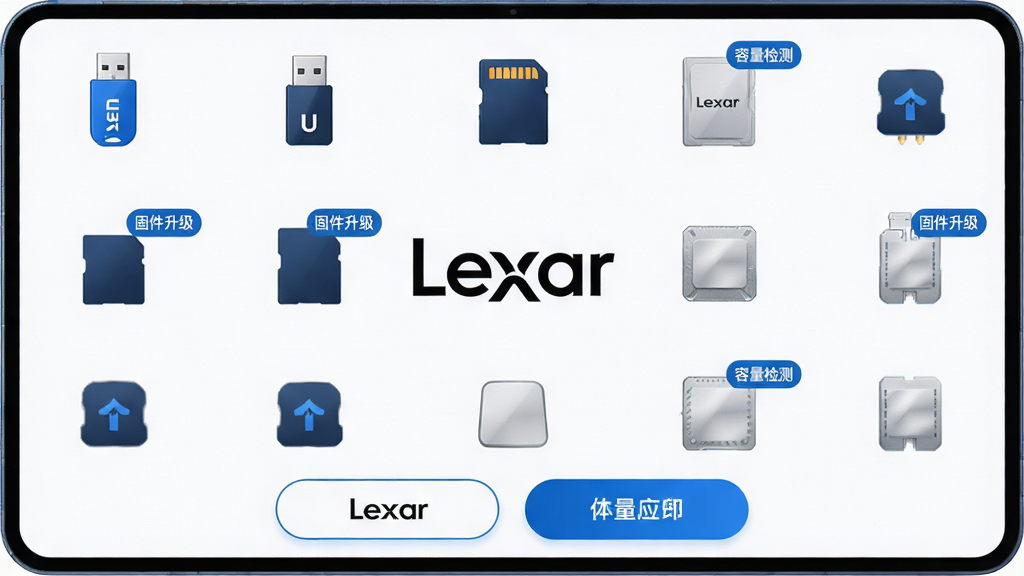 ���壺Lexar�ֻ�����Ӧ�ý��棬չʾU�̡��洢������̬Ӳ�̵Ȳ�Ʒͼ�ꡣ���֣�����չʾLexarƷ��Logo�����ܻ����豸ͼ�꣬�ײ��й��ܰ�ť���Ű棺���������ͼ����롣��񣺿Ƽ��С�������ɫ��ϸ�ڣ��豸ͼ�����С��̼�����������������⡱��С��ǩ�����ʣ�������Ⱦ���ɾ��������޶���Ԫ�ء�