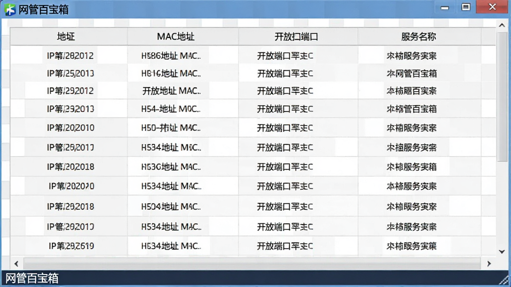 ���ܰٱ���IP�˿�ɨ����չʾ�������б����г�IP��ַ��MAC��ַ�����Ŷ˿ڼ��������ƣ������������򣬱���Ϊǳ�������������ơ����ܰٱ��䡱�������½ǣ�������רҵ���࣬�߻��ʡ�