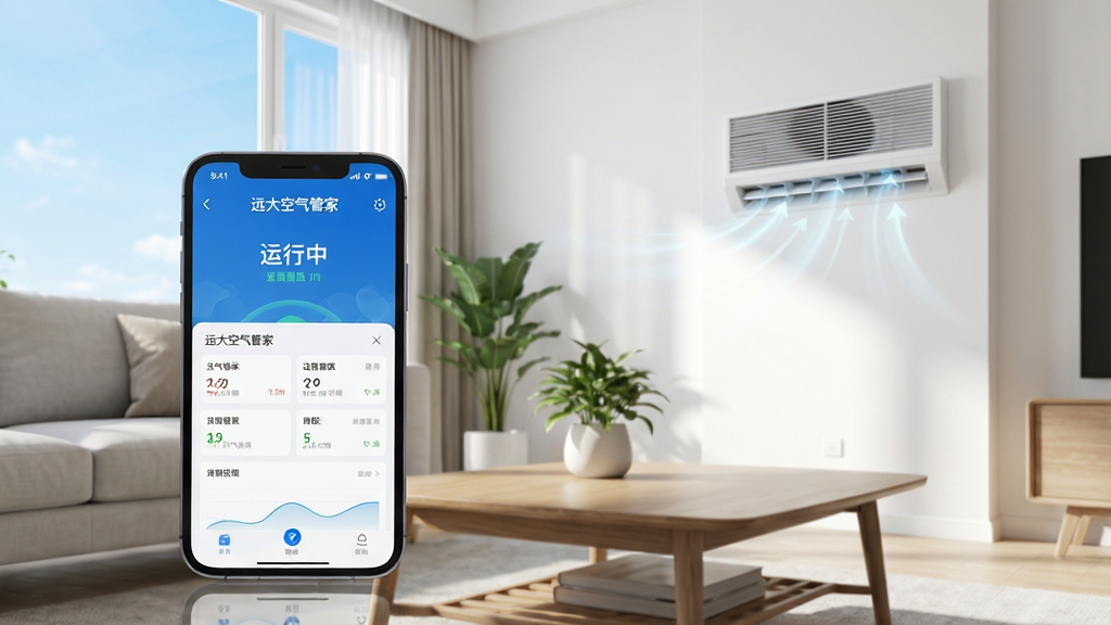 ���壺һ�ſ����������ִ�����һ�ǣ��輸�Ϸ���һ̨�ֻ�����Ļͣ����Զ������ܼ�APP���豸����ҳ��������һ̨�����е�Զ���·�ϵͳ���ڻ������֣�ǰ�����ֻ���Ļ����д���о��ǲ輸����ֲ�������ǰ�ɫ��ǽ�ںͳ���ڡ��Ű棺���湹ͼƽ�⣬�ֻ���Ļ���Ƚϸߣ������������ָʾ�ߡ���񣺾Ӽ���������Ȼ������������ͨ͸��ϸ�ڣ��ֻ�������ʾ��Զ������ܼҡ��͡������С������������������¸�ͨ���Ӿ����֣���������Լ�����졣���ʣ������壬ɫ����ʵ���ɾ����޶���Ԫ�ء�