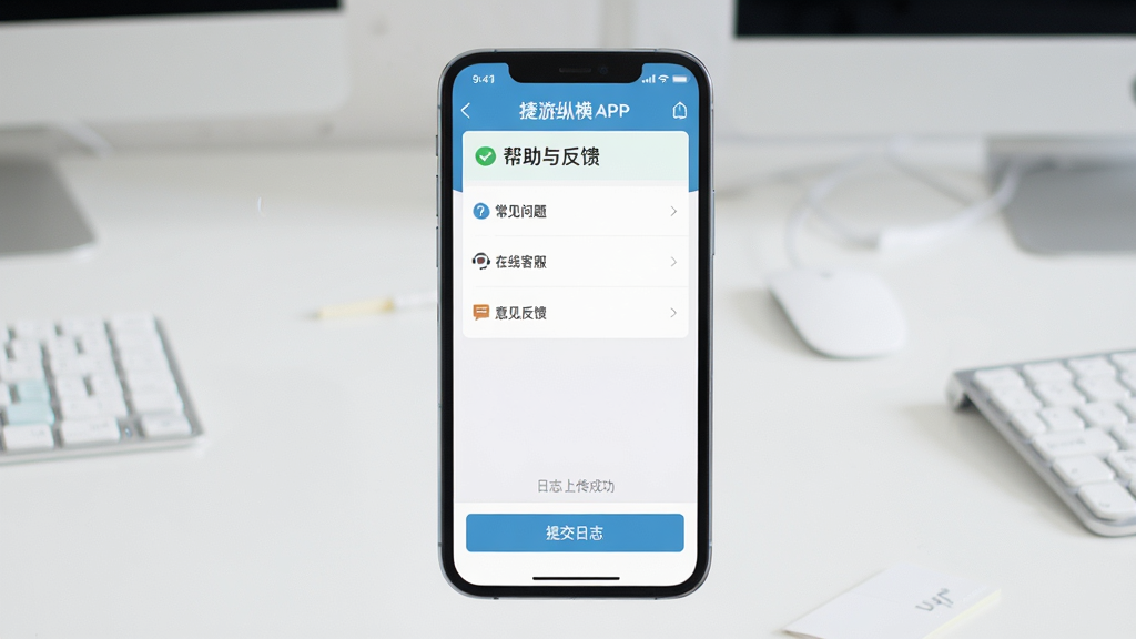 ���壺�ֻ���Ļ��д��ʾ��;�ݺ�APP�������뷴����ҳ�棬�·��С��ύ��־����ť�����֣��ֻ����У������Ǽ��İ칫�����Ű棺�����б��������������������⡱�����߿ͷ������������������񣺱�ƽ��UI��ƣ�ɫ�����¡�ϸ�ڣ���Ļ���С���־�ϴ��ɹ�������ʾС�֡����ʣ����壬�ɾ����޶���Ԫ�ء�