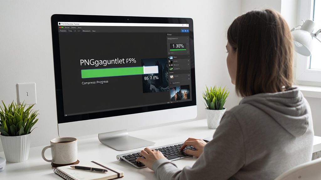 PNGgauntletʹ�ý̳̳���ͼ��չʾ�û����ڵ����ϲ�������ѹ��PNGͼƬ����Ļ����ʾѹ����������ٷֱȣ��������࣬��Χ�п��ȱ���ʼǱ���������дʵ��������ͻ�����������ԣ�PNGgauntlet �̳�Ԥ��ͼ