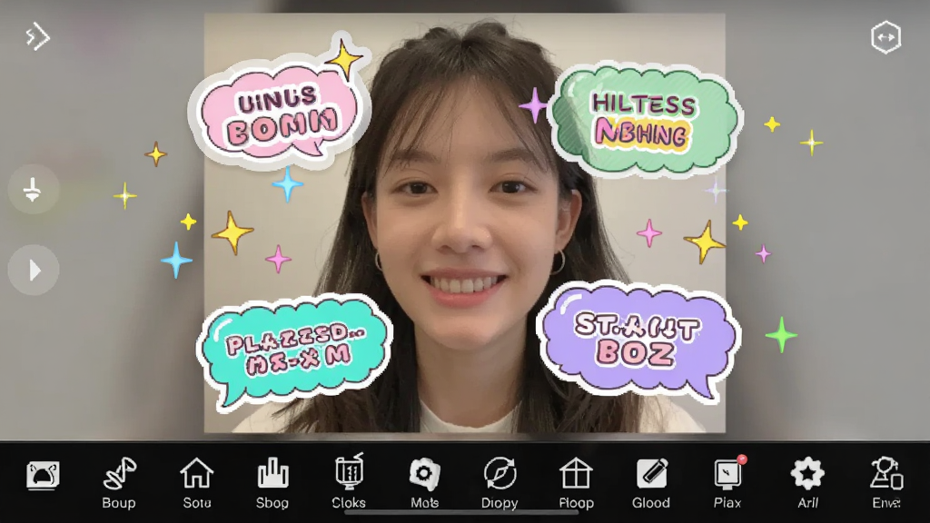 չʾ�����մ�Ӧ���ڵı༭���棬��������һ���û���Ƭ����Ƭ�ϵ����˿ɰ��Ŀ�ͨ��ֽ����ɫ�������ݺ�������Ч���ײ���������ʾ����༭����ͼ�꣬���岼��ͻ���������򣬷�����������ϸ�ڷḻ�����ʸ���ɾ���