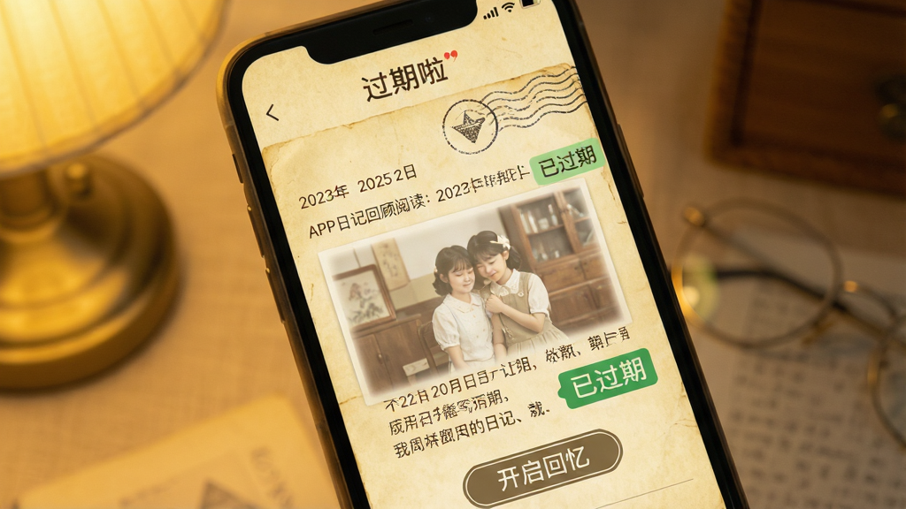 ���壺����������APP�ռǻع��Ķ����档���֣��ֻ���Ļ��չʾһƪ�����ڵ�ͼ���ռǣ������Ƿ��Ƶ�ֽ���������Ű棺����������������ͼ���ţ��������ʴ���ʽ���ڽ��䡣��񣺸������շ磬����ů��ɫ�ƹ�Ч����ϸ�ڣ��С��ѹ��ڡ�����ɫ��ǩ�͡��������䡱��ť�����ʣ�����������ɾ��޶���Ԫ�ء�
