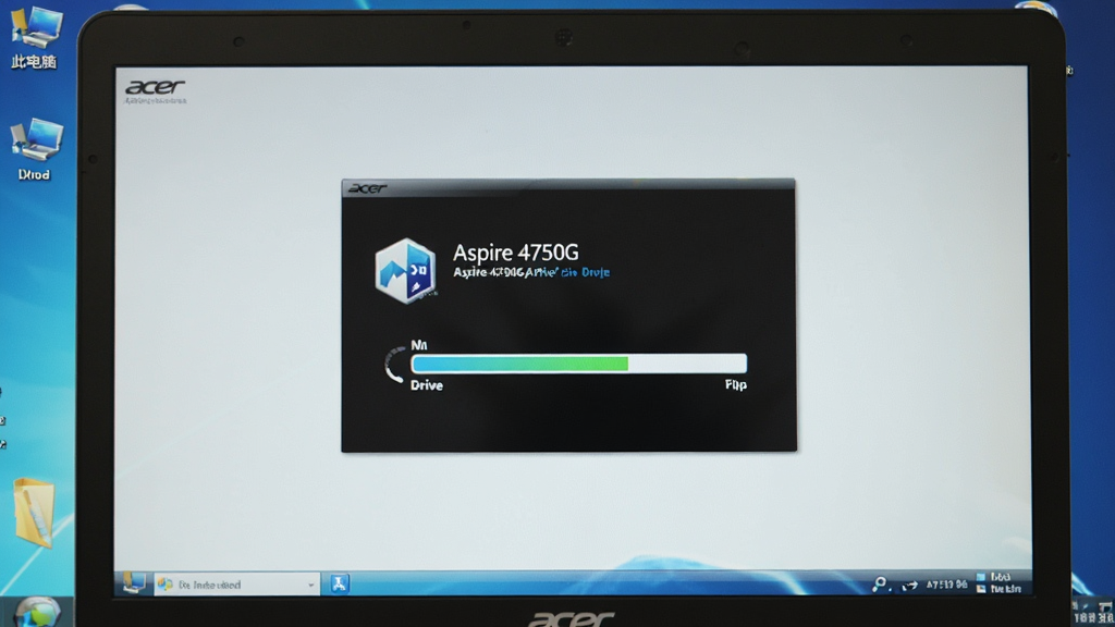 һ��Acer��Aspire 4750G�ʼǱ����ڰ�װ�����Ľ�����д����Ļ������ʾ������װ������������Ϊϵͳ���棬�������С��˵��ԡ�ͼ�꣬�������������дʵ�����ʸɾ����޶���Ԫ�ء�