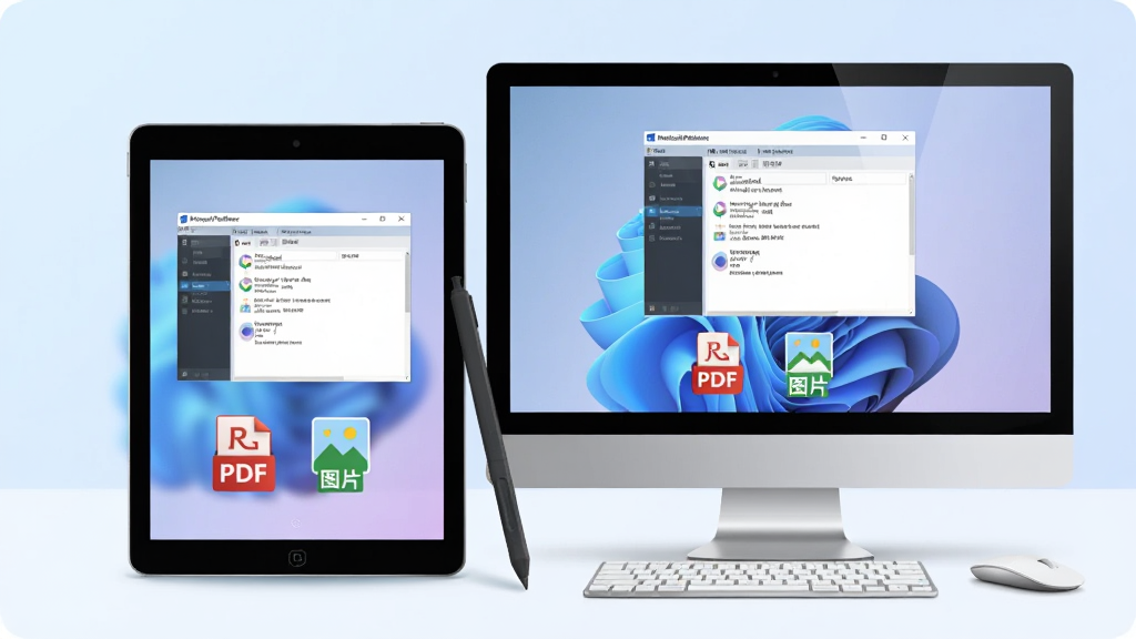 ���壺һ�� Windows ƽ�������������Բ���չʾ��ͼƬ����Ļ�о���ʾ��Miraplacid Publisher��ת�����ڣ����֣����Ϊƽ�壬�Ҳ�Ϊ̨ʽ��������Ϊ����ɫ���䣻�Ű棺��Ʒ������У���Ļ�·��С�PDF����ͼƬ����ͼ����������񣺿Ƽ��в廭��ɫ����ͣ�ϸ�ڣ���Ļ�ϵ��������������ɱ棬ƽ������д��رʣ����Զ�������꣬ͻ�����豸�����ԣ����ʣ��ɾ��޶���Ԫ�أ��ʺ���Ϊ����ʹ�ó���չʾ��