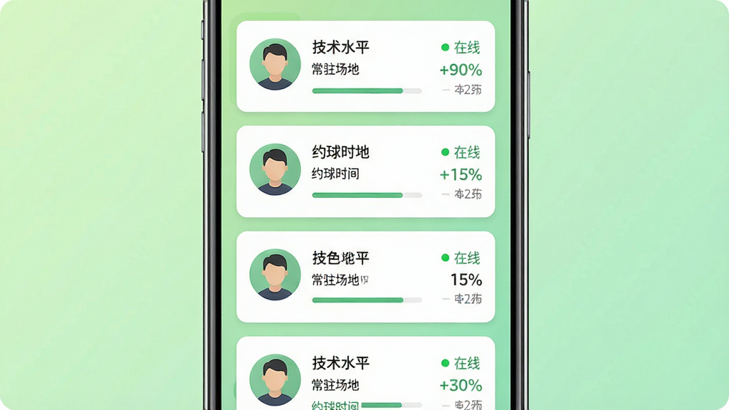 С��ȦAPP������ƥ�������д������Ϊ�ֻ�������ͼ����Ļ���ж���û���Ƭ����ע������ˮƽ��������פ���ء��͡�Լ��ʱ�䡱������Ϊ��Ƭʽ�������У��Ű�����������ƽ����ƣ�����Ϊ����ɫ���䣬ϸ�ڰ�������״̬�̵���ƥ��Ȱٷֱȣ����ʸ���ɾ����޶���Ԫ��
