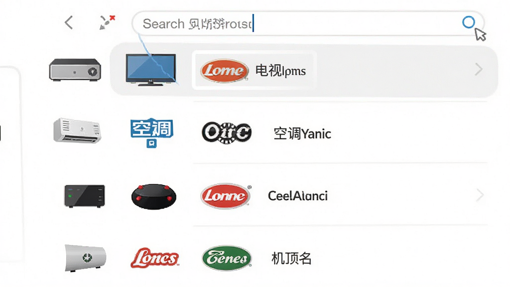 ���壺����ң�������ɿ����������ϵ�Ʒ��ѡ���б������֣����б���ʽ���ϵ��������ŵ��ӡ��յ��������еȷ��࣬ÿ�������Ա��и��Զ�Ӧ��֪��Ʒ��Logo���Ű棺�����࣬���Ϊ�豸���ͼ�꣬�Ҳ�ΪƷ�����ƣ�����Ϊ����ɫ����񣺱�ƽ��UI��ƣ�ɫ����͡�ϸ�ڣ������򱻸�����ģ���û���������Ʒ�����Ƶĳ��������ʣ��������ɾ����޶���Ԫ�ء�