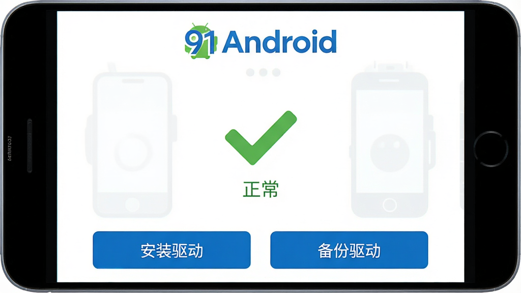 91Android����������������棬����Ϊ����logo���м��������ʾ�ֻ�����״̬ͼ�꣬��ɫ�Թ���ʾ�������·���������ť����װ�������͡�����������������UI��ˬ���׵����֣�������Ⱦ���޶���Ԫ��
