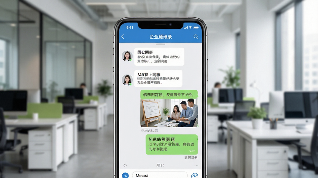 M5��ʱͨѶ���棬�ֻ���Ļ����ʾ��ͬ�µ�����Ի����Ի����Ϸ��С���ҵͨѶ¼���������������ֺ�ͼƬ��Ϣ������Ϊ�ִ��칫�����������Ѻã�ͼ������������ɫ����г������ϸ�壬�ɾ�������
