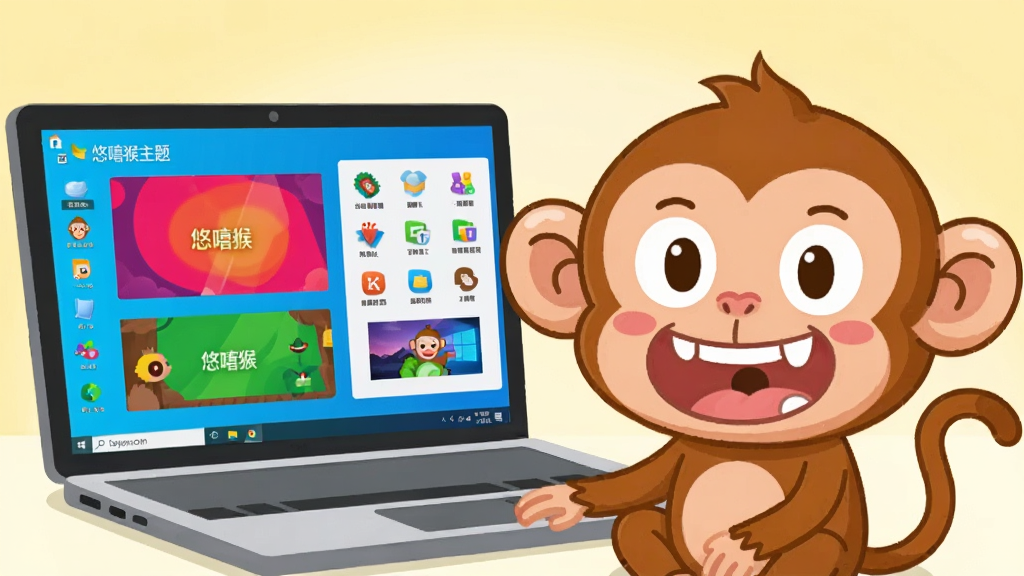 ���壺һֻ�ɰ��������￨ͨ���������Ц������һ̨�򿪵�Windows�ʼǱ������Աߣ���Ļ����ʾ����ʰ�쵵���������Ԥ�����档���֣�����λ�ڻ����Ҳ࣬����λ����࣬���幹ͼƽ�⣬����Ϊ��͵ĵ���ɫ���䡣�Ű棺����ɾ����޶������֣����ӱ������������������Ļ��չʾ������ı�ֽ��ͼ����ʽ����񣺱�ƽ����ͨ�廭�磬ɫ���������ͣ�����Բ��������ϸ�ڣ��������־�ԵĴ�Բ�����з������ƤЦ�ݣ���Ļ�Ͽɼ������������⡱����������ͼ���������롣���ʣ����壬�ɾ����޶���Ԫ�ء�