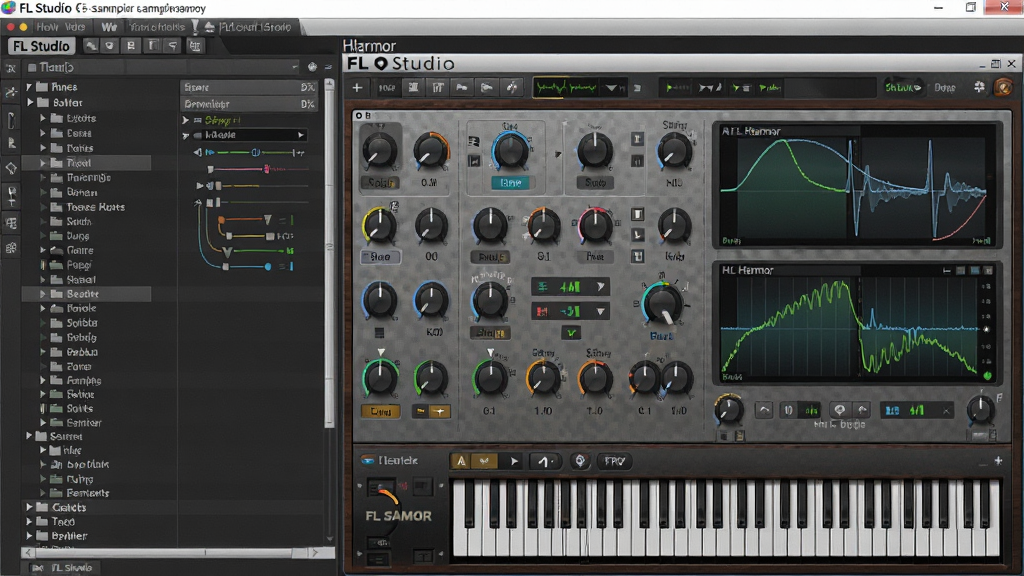 FL Studio ���������������չʾ���������Ϊ������б����Ҳ�Ϊ�ϳ���Harmor���棬����������ť�벨����ʾ�������Ӿ��ḻ���������ơ�FL Studio���ɼ������ϸ�壬�����ȼ��ߡ�