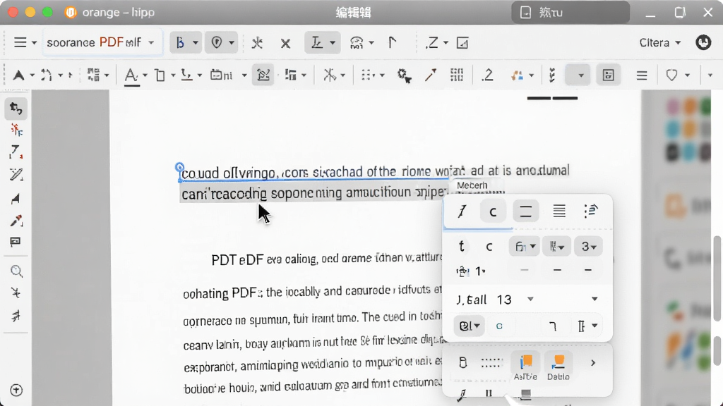��д�Ƴ�PDF�༭�����ֱ༭�������棬���ѡ��һ�����֣�������ʽ����С�˵�������Ϊ������PDFҳ�棬����ɾ���������������ϸ�ڷḻ