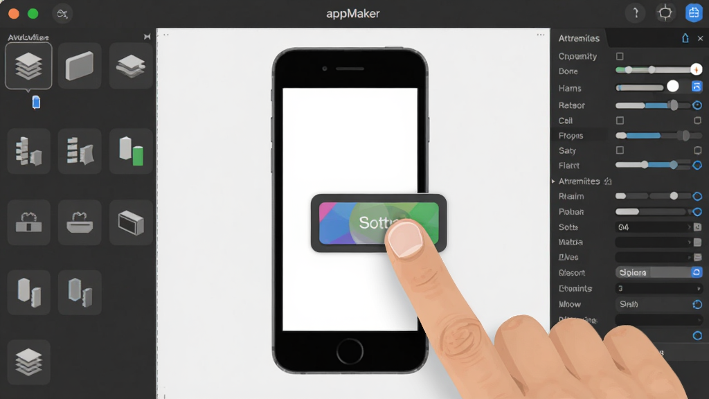 appMaker����������д���������ֻ���������Χ�������������е����ͼ���������壬�û���ָ����קһ����ɫ��ťģ�飬��������չʾ��ק�����ͽ��沼�֣���ƽ����Ʒ��ϸ�ڷḻ�����ʸɾ����޶���Ԫ��