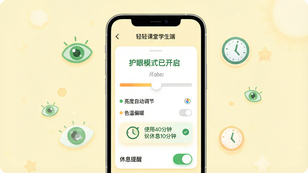 ���壺�������ѧ���˻���ģʽ���ý��棬����������һ���ֻ��������Ļʾ��ͼ����ʾɫ�µ��ڻ���͡�����ģʽ�ѿ�������������Χ����ɫ�۾�ͼ���ʱ��ͼ�ꡣ���֣�����ѡ���������У�����ؼ������ɼ����ײ��С���Ϣ���ѡ����ء��Ű棺���ֱ�ۣ�ͼ�������ֲ��ţ���ʾ��Ϣ����ɫ���塣�����ͻ��۷�����屳��Ϊ����ɫ��ģ�������Ч����ϸ�ڣ�������ʾ�������Զ����ڡ���ɫ��ƫů��ѡ����С�ʹ��40������Ϣ10���ӡ�����ʾ��Ƭ�����ʣ����壬�ɾ����޶���Ԫ�ء�