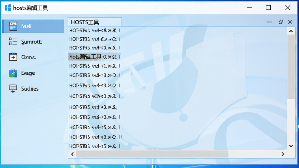 Hosts�༭����������Ԥ��ͼ��������ü���Windows���ڲ��֣����Ϊ�������������Ҳ�ΪHOSTS��Ŀ�б�������Ϊ��ˬ��ǳ��ɫ����ͼ�����ƽ����ͻ����hosts�༭���ߡ����������ʸɾ�������