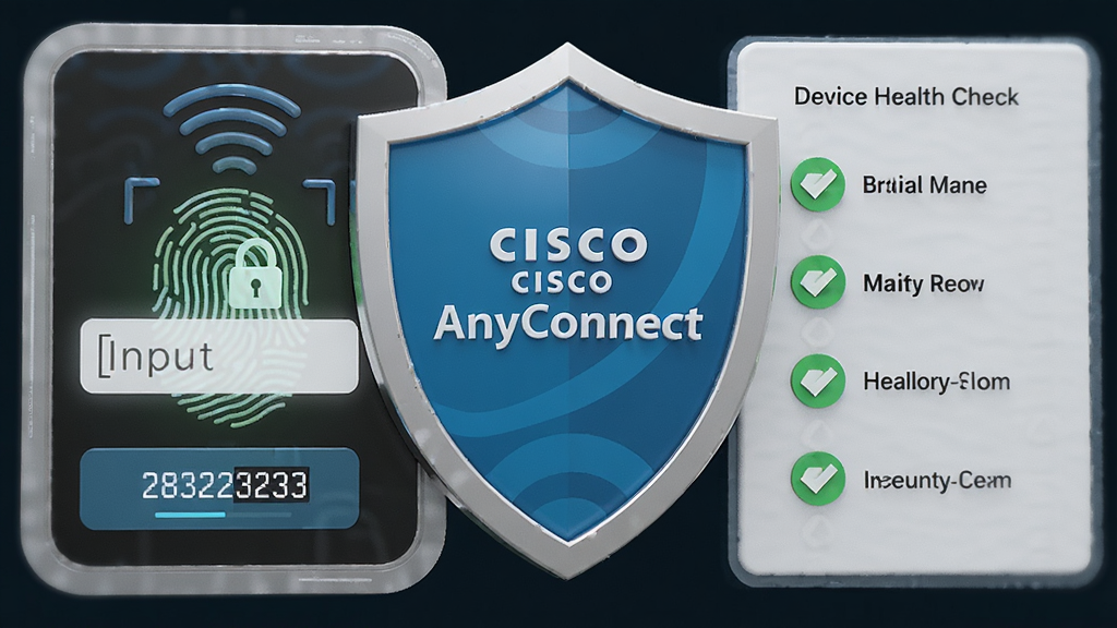 ����Ϊָ��ɨ������ƽ�ϵ���֤���棬������ʾ��Cisco AnyConnect������������Ϊ���ҽṹ�����Ϊ������붯̬��֤�룬�Ҳ�Ϊ�豸��������嵥���Ű�ֱ�ۣ�����ִ��Ƽ���3D��Ⱦ��ϸ�ڰ�����ͷ���źŲ��ƣ�����ͨ͸�ɾ����޶���Ԫ��
