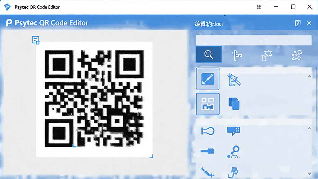 һ��չʾPsytec QR Code Editor��������Ƹ壬���Ϊ��ά��Ԥ�������Ҳ�Ϊ�༭ѡ����壬������ü���������ɫ�����ڲ�������������ͼ���������У�����ɾ��������ִ���ǿ�����Ϊ��ƽ��UI��ƣ�ϸ�ڷḻ�����ʸ��壬�޶���Ԫ��