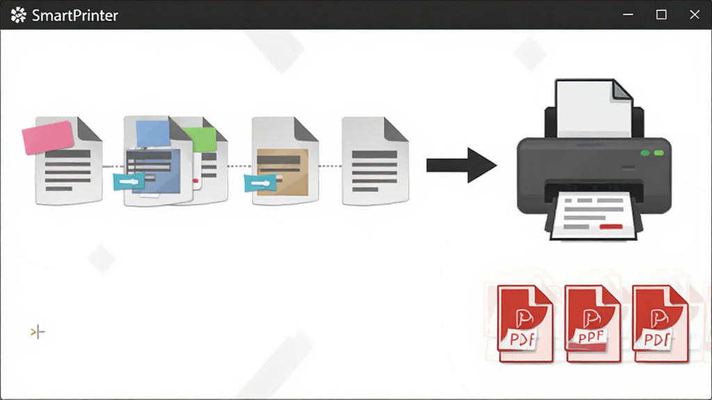 SmartPrinter�����ӡ�������������������񣬻���չʾ����ļ�ͼ�����гɶ��У���ͷָ��һ�������ӡ��ͼ�꣬��ӡ���·�������PDF�ļ�ͼ�꣬����Ϊ��ɫ������Ϊ��������ͼʽ�����Ϊ��ƽ����Ϣͼ��ƣ�ϸ�����ļ�ͼ����в�ɫ��ǩ�����ʸ��壬����ɾ����޶���Ԫ��