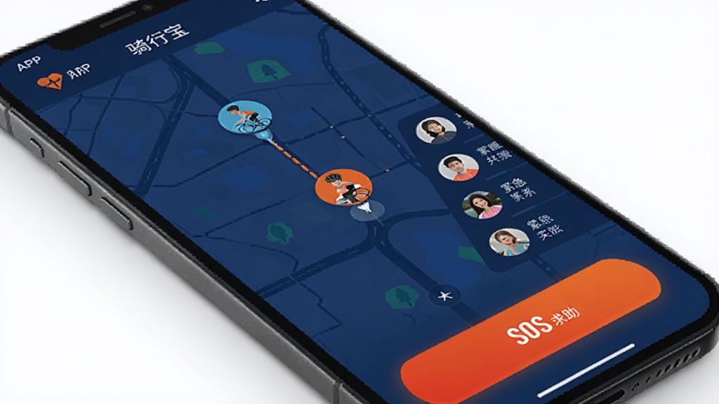 ���б�APP��ȫ�ػ����ܽ����ͼ���ֻ���Ļ��ʾʵʱλ�ù�����ͼ����ͼ����������ͷ��ͼ�����Χ������ϵ���б�������ײ�����Ŀ��SOS������ť����ɫΪ�����뾯ʾ�ȣ������רҵ�����ʸ��壬������Ԫ��