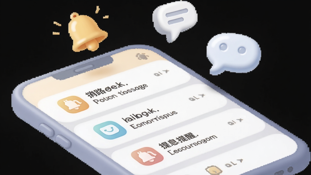 һ��չʾ��·��Ϣ���ѹ��ܵĲ廭��������һ���ֻ���Ļ��ʾ��Ϣ֪ͨ�б���ÿ��֪ͨ����ͼ��ͼ�����֣��ֻ��Ϸ�Ư��������������ͼ�꣬������Բ�ǣ�ɫ�����������ʸɾ����Ű�����