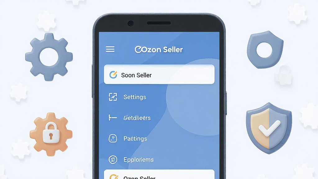 һ�� AI ���ɵ�ͼƬ������Ϊ��׿�ֻ���Ļ����ʾ Ozon Seller ������ҳ�棬��Χ�г��ֺͶ���ͼ��������ȫ���ã�������ƽ����ɫ����ͣ�ϸ�����������ʸɾ����޶���װ��
