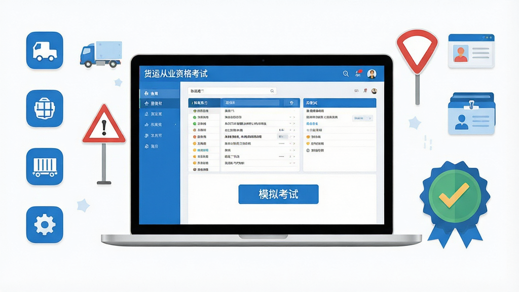 ���廭���Ի��˴�ҵ�ʸ�����������Ϊ���壬�������һ̨�ʼǱ�������Ļ����Ļ��չʾ�����ϰҳ����ģ�⿼�԰�ť����Χ���Ƶ�·�������䳡��Ԫ�أ�������������ͨ��־��֤��ͼ�꣬���ֲ������ҶԳ�ʽ�����Ϊ��������ͼ�꣬�Ҳ�Ϊ����ͨ����ʶ���Ű�ɾ����࣬���Ϊ��ƽ���Ƽ������磬ϸ�ڰ�����ɫ��ɫ������ɫ�����������Ĺ��ܷ��������ʸ��壬�ɾ����޶���Ԫ��