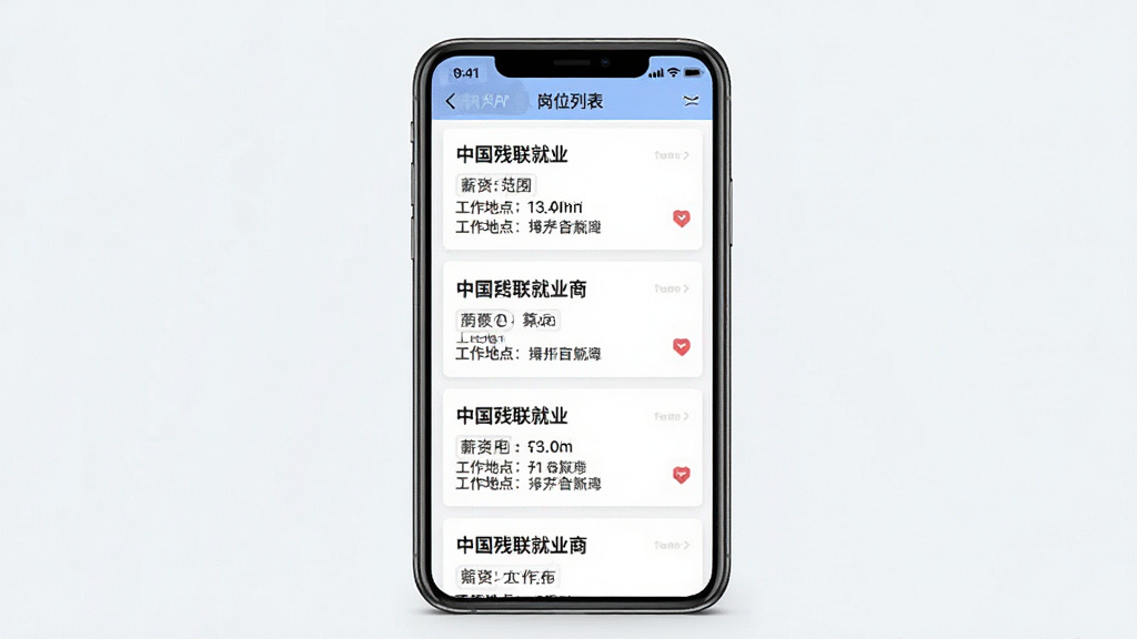 �й�������ҵAPP��λ�б�ҳ�棬����Ϊ�ֻ���Ļչʾ�����Ƹ��λ��Ƭ������Ϊ��ֱ�����б����Ű��������򣬷����ˬ��Լ��ϸ�ڰ�����λ���ơ�н�ʷ�Χ�������ص��������Ϣ�������������ɾ�������Ԫ��
