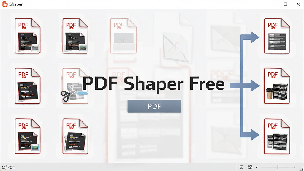 һ��չʾPDF Shaper Free��ֺϲ����ܵ�ͼƬ�������ж��PDF�ļ�ͼ��������һ�𣬲����ļ����ڱ��ϲ�Ϊһ���ļ�����һ���в�ּ�ͷָ����С�ļ����������ơ�PDF Shaper Free����ʾ�ڻ������룬���Ϊ���칫�磬����������ϸ�ڰ����ļ�����ͼ�Ͳ�����ť�����ʸ��壬�ɾ��޶���Ԫ��