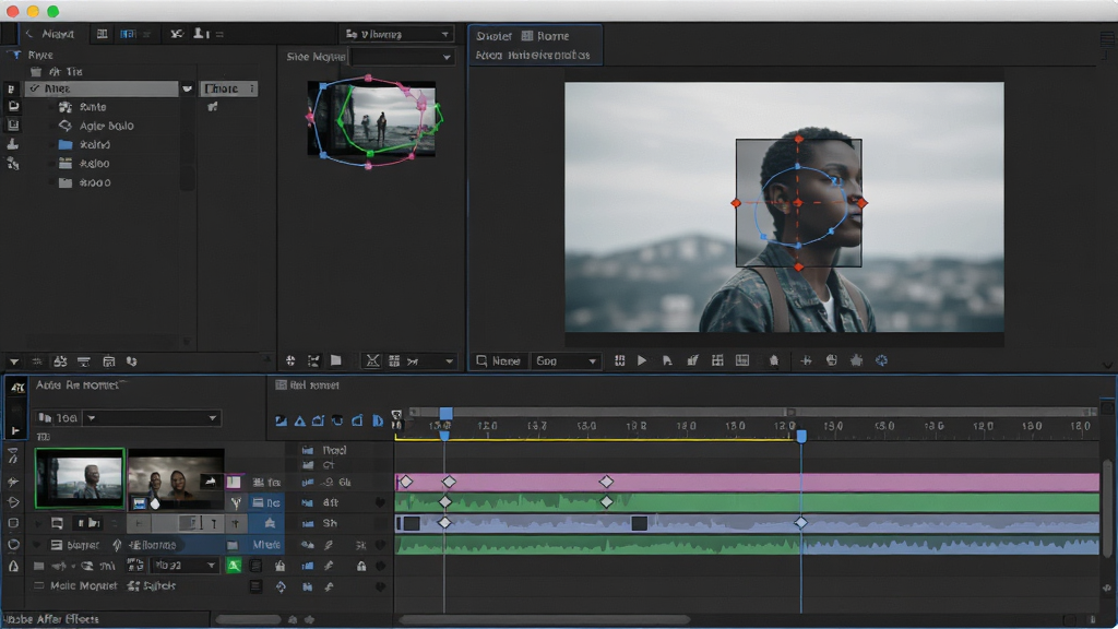 Adobe After Effects ͼ��ϳ�ϵͳ����չʾ������Ϊ����زĵ��ӵ�ʱ������ϳ���壬����Ϊ�����Ŀ�����м�Ԥ�����ڡ��ײ�ʱ���ᣬ�Ű��η��������Ϊרҵ��Ƶ�༭����UI���ϸ�ڰ�����ɫͼ�������ؼ�֡���α�ǡ����ģʽ�����˵����ɰ�·��������Ϊ4K�����壬�ɾ��޶���Ԫ��