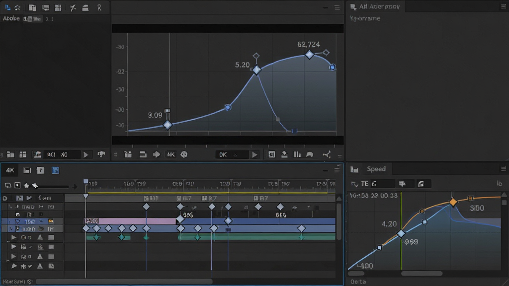 Adobe After Effects �ؼ�֡���������߱༭������չʾ������Ϊʱ�����ϵĹؼ�֡������ٶ�����ͼ��������Ϊ�Ϸ�Ԥ�����ڡ��·�ʱ���������߱༭��壬�Ű����������Ϊרҵ��Ƶ�༭����UI���ϸ�ڰ������������߿��Ƶ㡢�ؼ�֡����ͼ�ꡢ�ٶ���ֵ��ע������Ϊ4K�����壬�ɾ��޶���Ԫ��