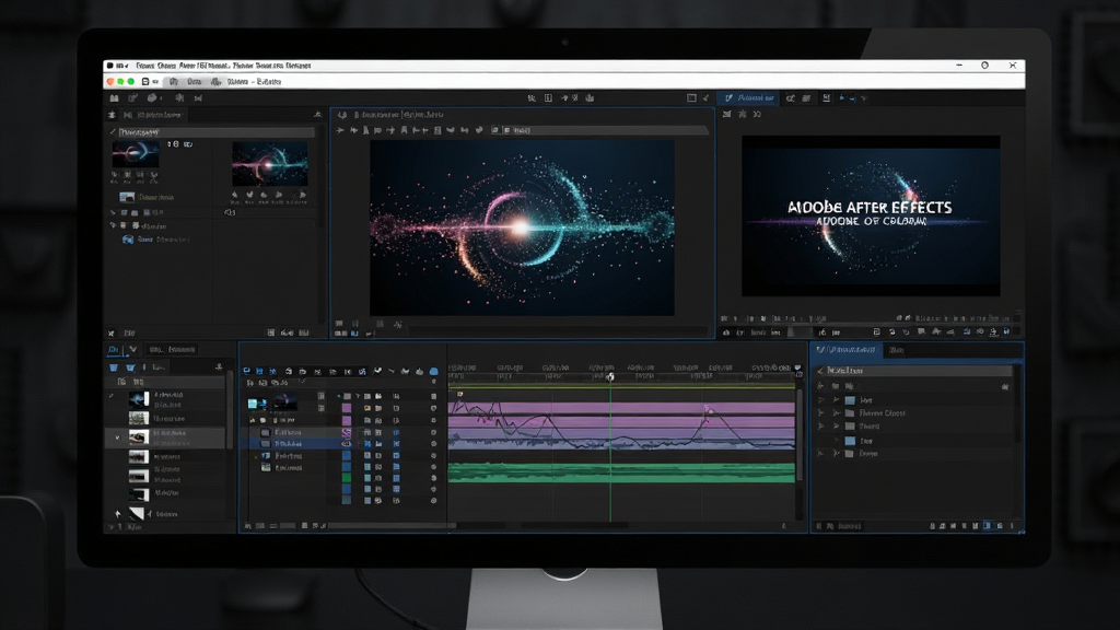 Adobe After Effects ��������ȫòչʾ������Ϊ������Ļ���������е���Ƶ��Ч�ϳɽ��棬���������Ƕ�̬ͼ����ʱ������壬���ֲ������ҷ���ʽ��ƣ����Ϊ��Ŀ��Դ�����Ҳ�ΪԤ�����ڣ��Ű��������������Ϊ�ִ��Ƽ���UI���ϸ�ڰ����ؼ�֡���ߡ�ͼ����ӡ����ӹ�Ч�����ֶ���Ԫ�أ�����Ϊ4K�����壬�ɾ��޶���Ԫ��