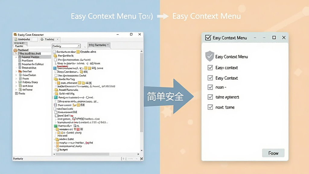 һ�ŶԱ�ʾ��ͼ������Ǹ��ӵ�ע����༭�����棬�Ҳ��� Easy Context Menu �ļ�๴ѡ���棬�м��м�ͷָ���Ҳ࣬ͻ�����򵥰�ȫ���ĸ���������ƽ������ɫ��ͣ��� Easy Context Menu ���ֱ�ע�������������ɾ��޶���Ԫ��