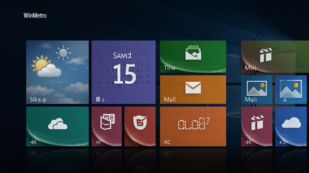 WinMetro����������Ԥ��ͼ����������չʾWindows Metro���������֣������������������ʼ�����Ƭ�Ȳ�ɫ�������������Ϊ��ɫ�����ֽ���������ִ���Լ�������������ɾ��޶���Ԫ�أ��������룬�Ű����򣬷��Ϊ���ֽ�����ƣ�ϸ�ڰ���������Ӱ�붯̬����Ч��������4K������������