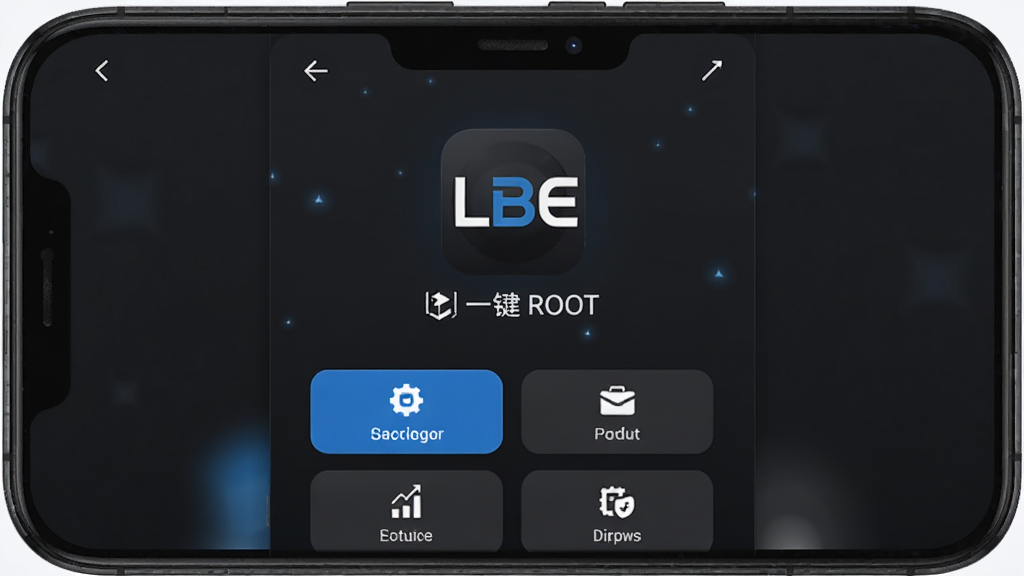 ������LBEһ��ROOT��������չʾ������Ϊ�ֻ���Ļ��������ʾ������ҳ�棬�Ű�������½ṹ�Ϸ�Ϊ����Logo�������·�Ϊ���ܰ�ť�����Ϊ�Ƽ�����ɫ���⣬ϸ�ڰ����ֻ��߿�ͽ���ͼ�������ɼ������ʸ���ɾ��޶���Ԫ��