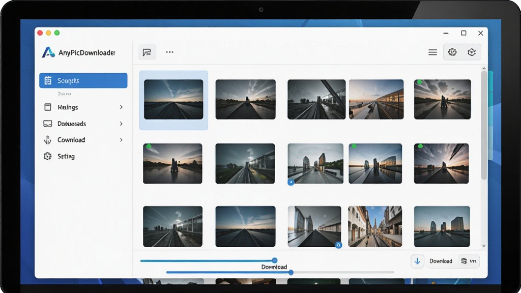 һ��չʾAnyPicDownloader���������ͼƬ������Ϊ������Ļ��ʾ���������ڣ�����Ϊ��ർ�������Ҳ�ͼƬԤ�������Ű����룬���Ϊ�ִ���Լ�Ƽ��磬ϸ�ڰ�������logo��ͼƬ����ͼ�������ؽ������������������ɾ����޶���Ԫ��