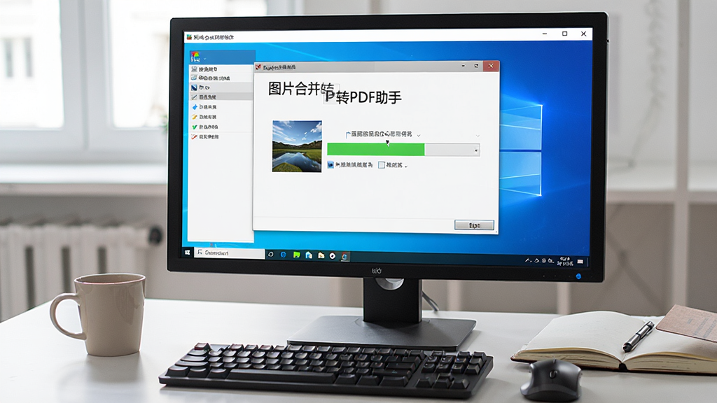 һ��չʾ��ͼƬ�ϲ�תPDF���֡�������Windows���������е���д��Ƭ����������Ϊ��ʾ����Ļ����Ļ����ʾ�������ںϲ�ͼƬ�Ľ��Ƚ��棬�Ա߷���һ�����Ⱥ�һ���ʼǱ�������Ϊ�칫���泡�������дʵ�����ϸ�ڰ������̺���꣬�����������ɾ����޶���Ԫ��