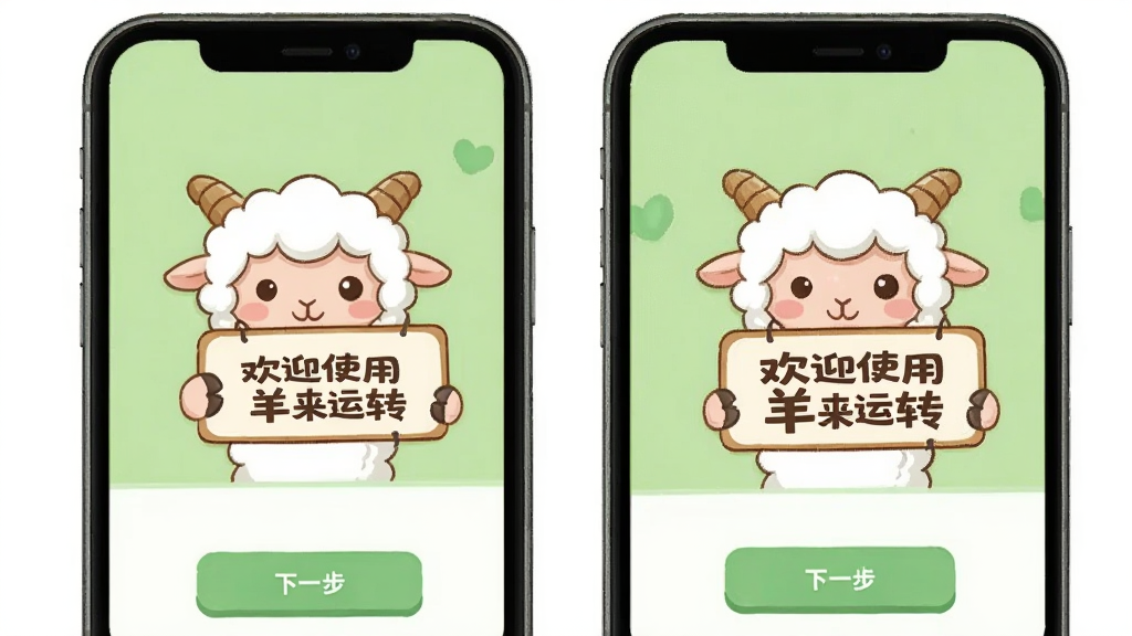 һ���ֻ���Ļ��ʾ��Ф��Ӧ�õ���������ҳ�棬��������һֻ��ͨ���ֳ���ʾ�ƣ�������д�š���ӭʹ��������ת��������Ϊǳ��ɫ��ҳ���·��С���һ������ť��������Ѻã������������ɾ��޶���Ԫ��