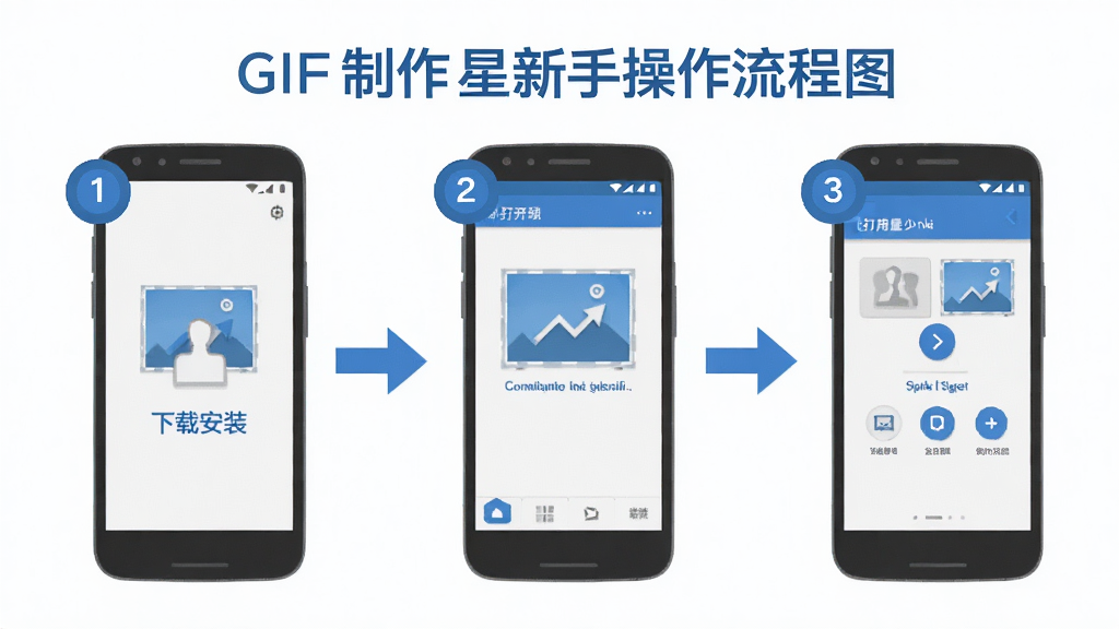 GIF���������ֲ�������ͼ���������ֻ���Ļ��ʾ�����ذ�װ���������ٵ�ѡ���ܵĲ���ָ�����ü�ͷ���Ӹ������裬�������ƽ������ɫΪ���׻ң������ɾ���ϸ����ÿ�������б��ԲȦ�������������ɾ����޶���Ԫ��